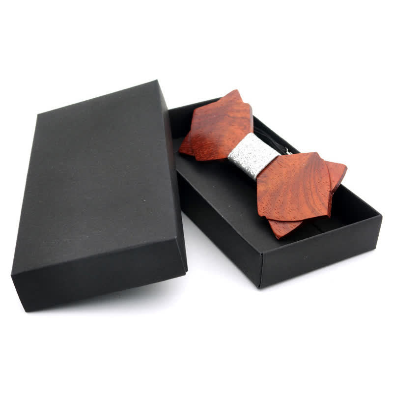 Nœud papillon double épaisseur en bois pour homme, style vintage classique