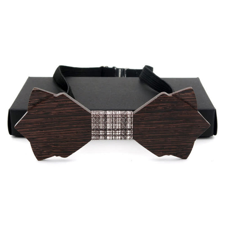 Nœud papillon double épaisseur en bois pour homme, style vintage classique