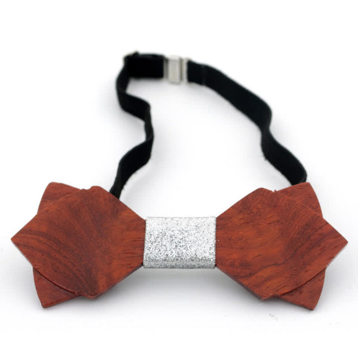 Nœud papillon double épaisseur en bois pour homme, style vintage classique