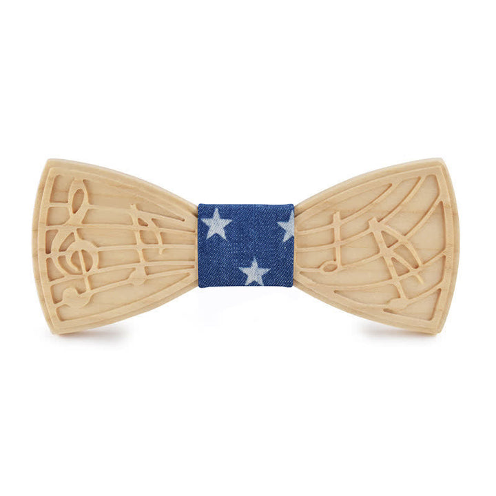 Nœud papillon en bois gravé avec musique fantaisie pour homme