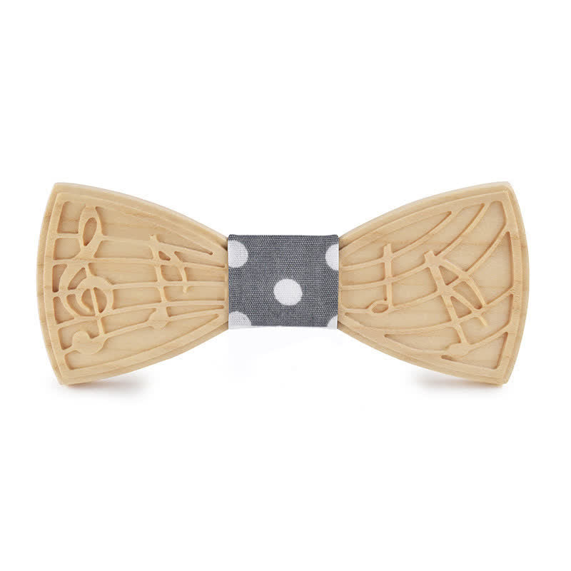 Nœud papillon en bois gravé avec musique fantaisie pour homme
