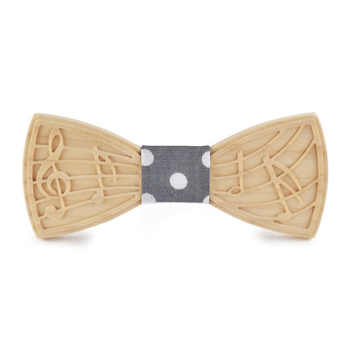 Nœud papillon en bois gravé avec musique fantaisie pour homme