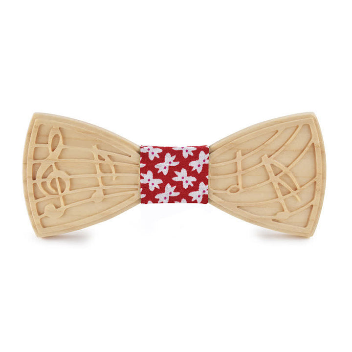 Nœud papillon en bois gravé avec musique fantaisie pour homme