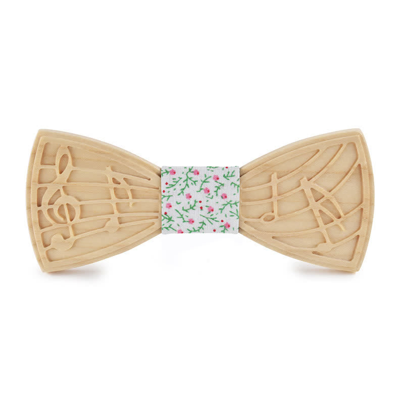 Nœud papillon en bois gravé avec musique fantaisie pour homme