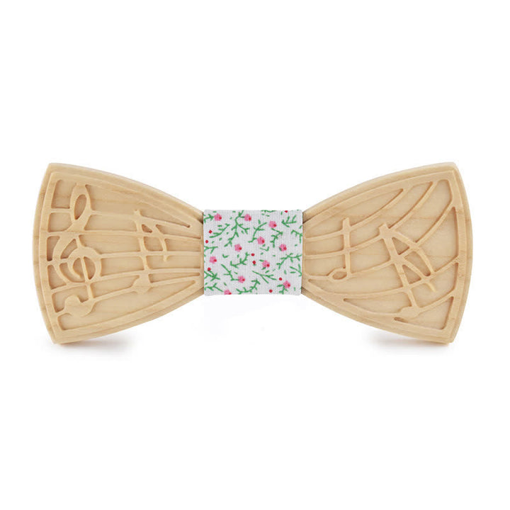 Nœud papillon en bois gravé avec musique fantaisie pour homme