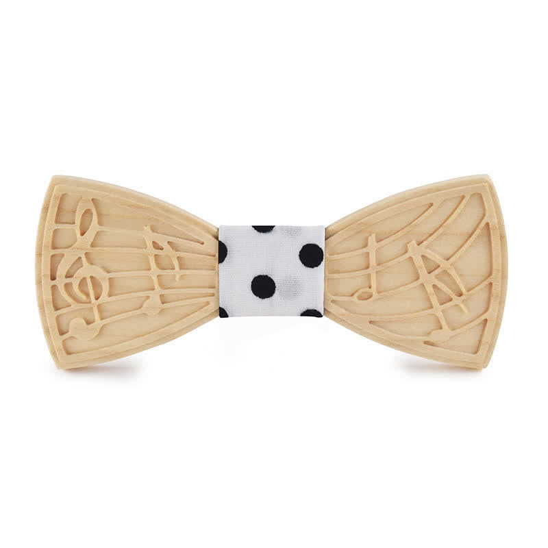 Nœud papillon en bois gravé avec musique fantaisie pour homme