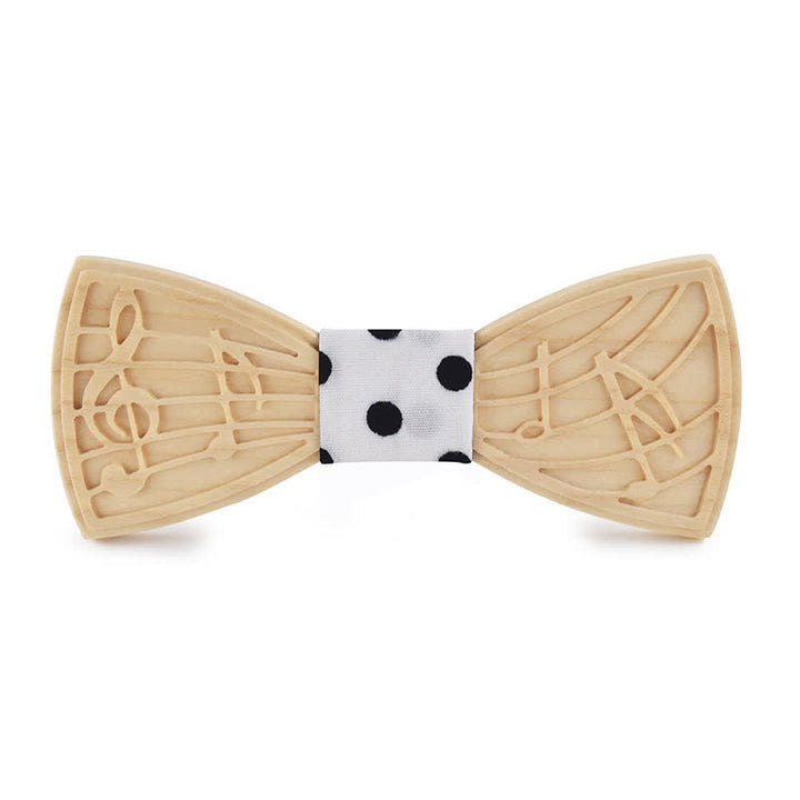 Nœud papillon en bois gravé avec musique fantaisie pour homme