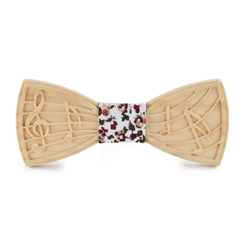 Nœud papillon en bois gravé avec musique fantaisie pour homme