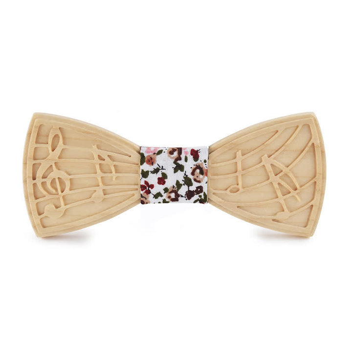 Nœud papillon en bois gravé avec musique fantaisie pour homme