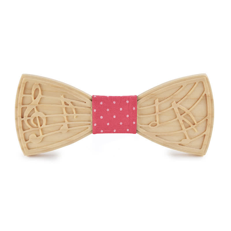 Nœud papillon en bois gravé avec musique fantaisie pour homme