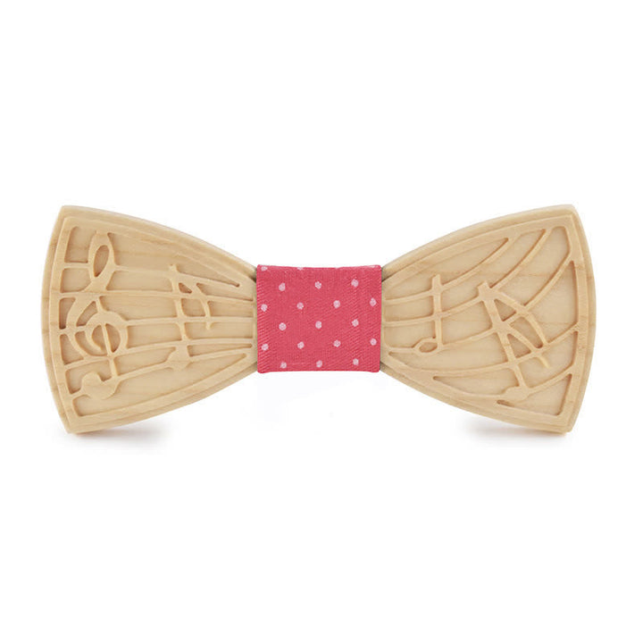 Nœud papillon en bois gravé avec musique fantaisie pour homme