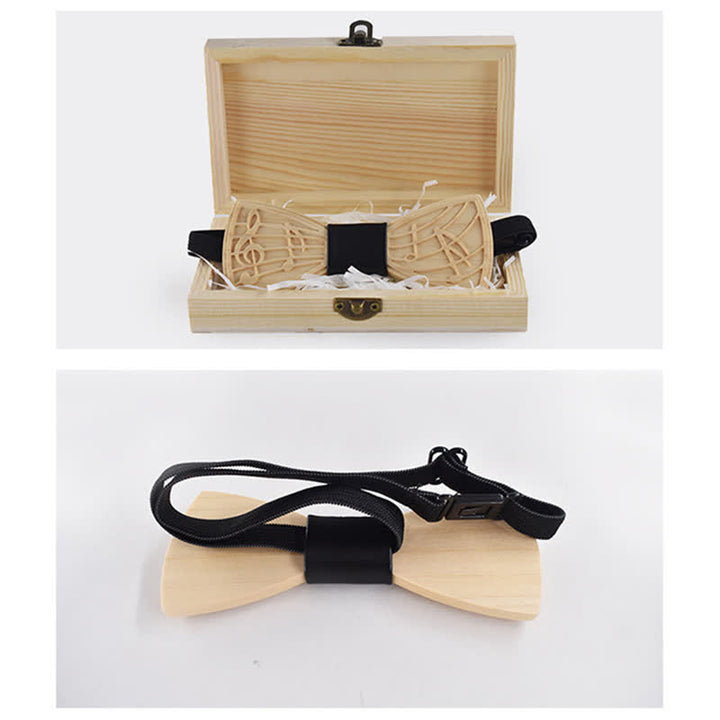 Nœud papillon en bois gravé avec musique fantaisie pour homme