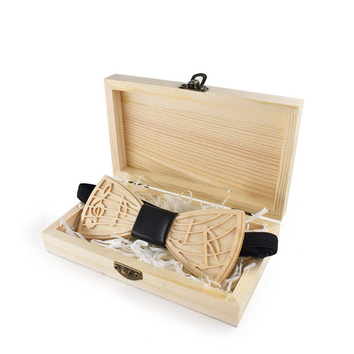 Nœud papillon en bois gravé avec musique fantaisie pour homme