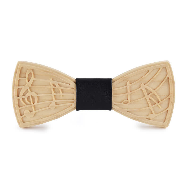 Nœud papillon en bois gravé avec musique fantaisie pour homme