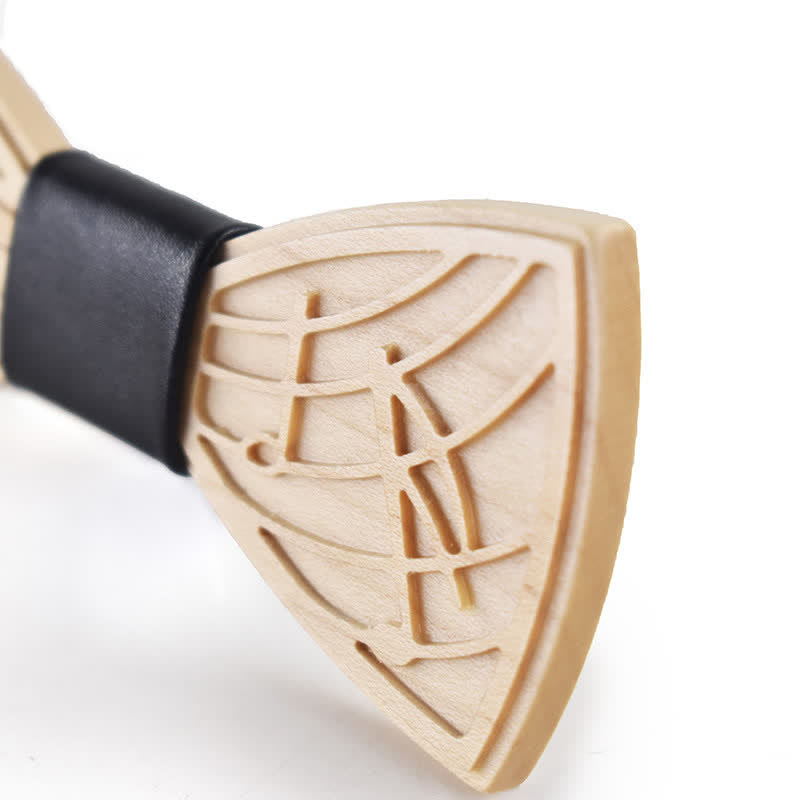 Nœud papillon en bois gravé avec musique fantaisie pour homme