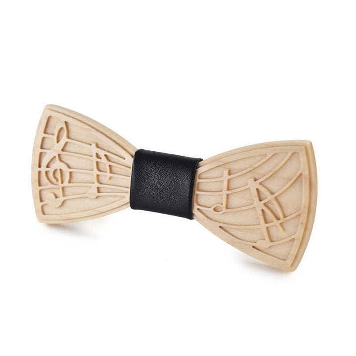 Nœud papillon en bois gravé avec musique fantaisie pour homme