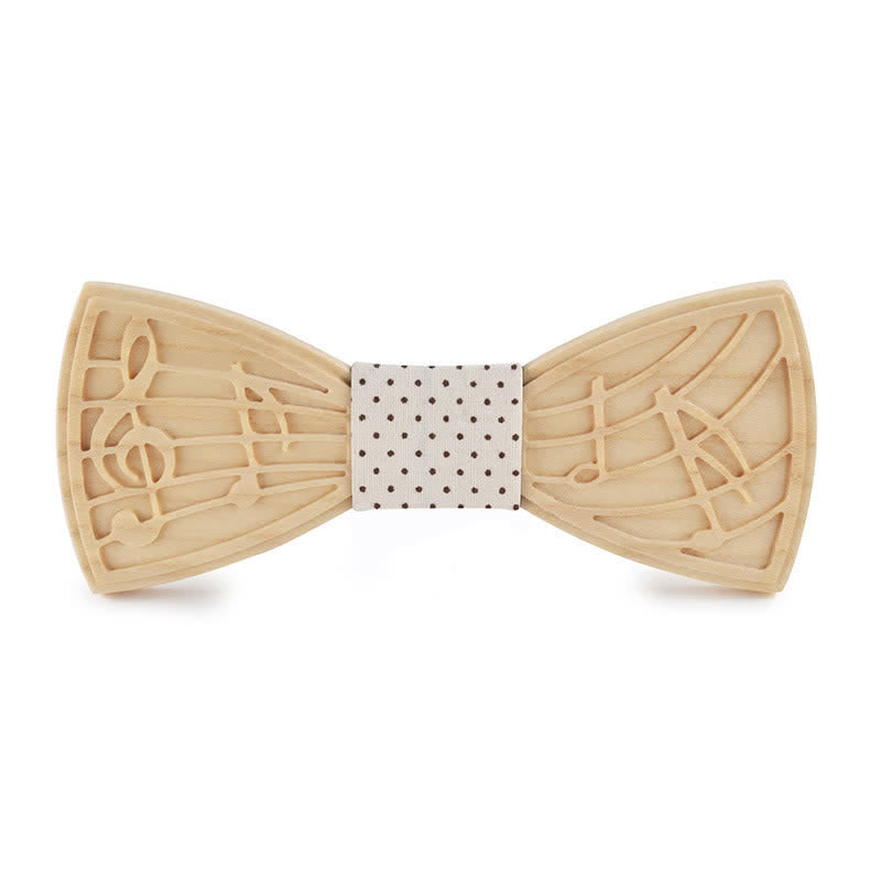Nœud papillon en bois gravé avec musique fantaisie pour homme