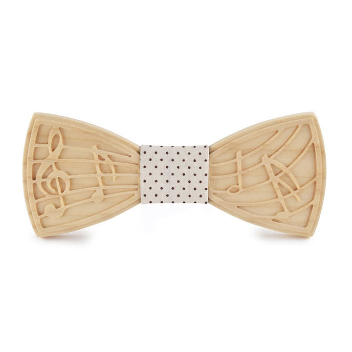 Nœud papillon en bois gravé avec musique fantaisie pour homme
