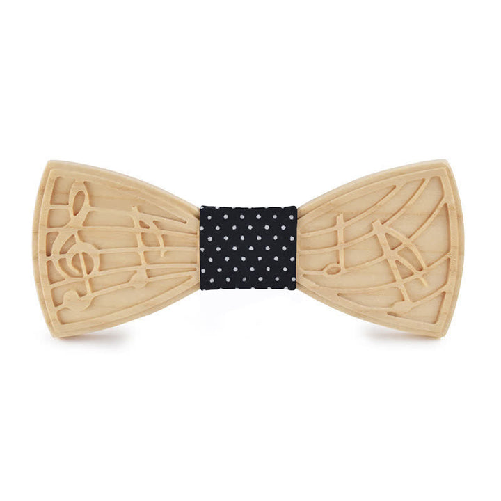 Nœud papillon en bois gravé avec musique fantaisie pour homme