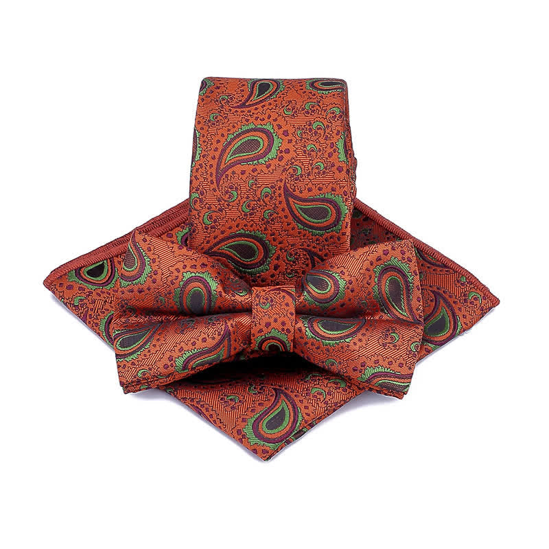 Ensemble de 3 cravates décontractées à motif de fleur de cajou pour homme