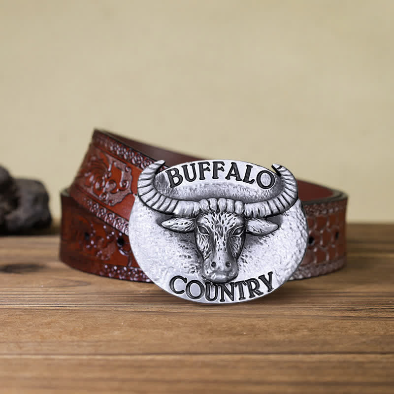 Ceinture en cuir à boucle Buffalo Country DIY pour homme