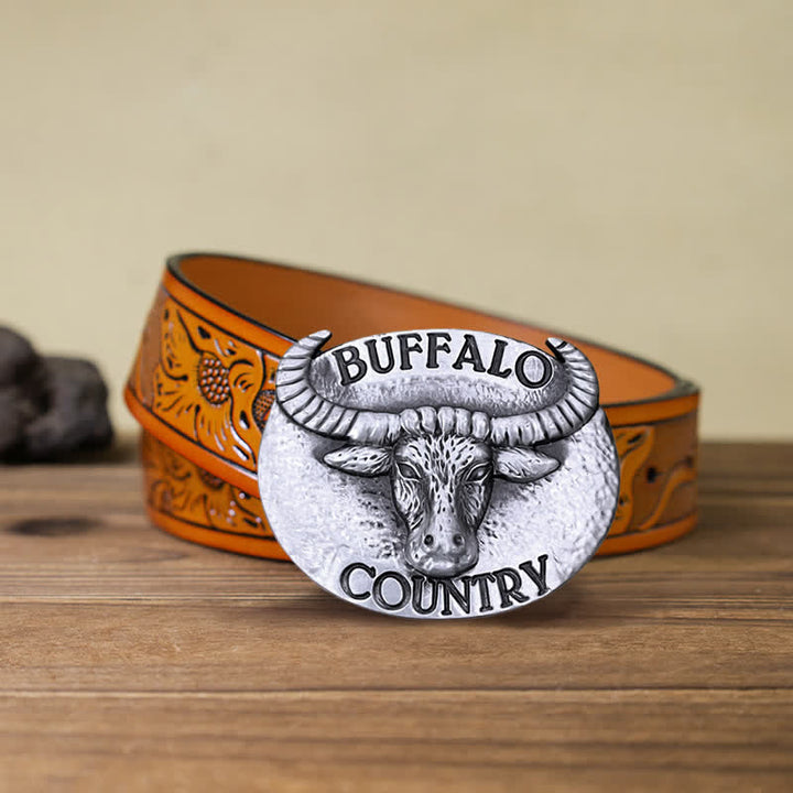 Ceinture en cuir à boucle Buffalo Country DIY pour homme