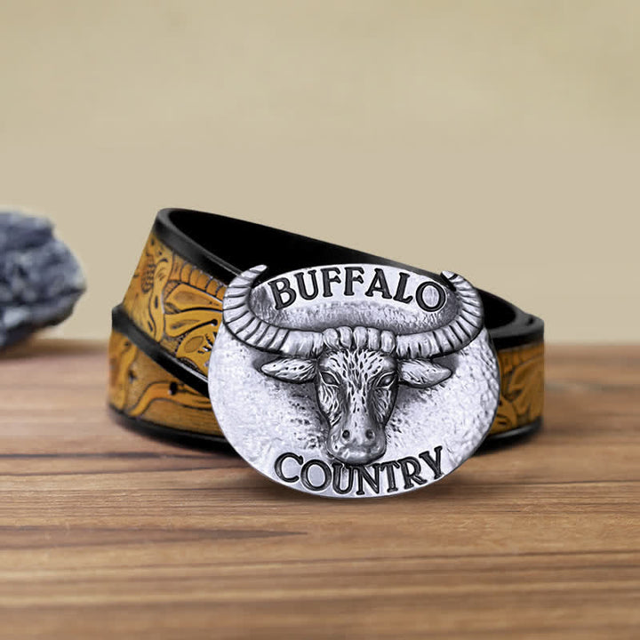 Ceinture en cuir à boucle Buffalo Country DIY pour homme