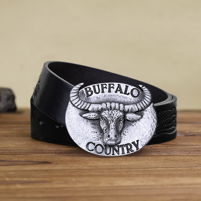 Ceinture en cuir à boucle Buffalo Country DIY pour homme