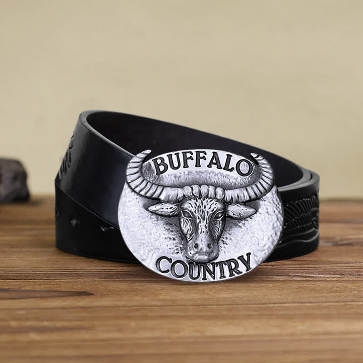Ceinture en cuir à boucle Buffalo Country DIY pour homme