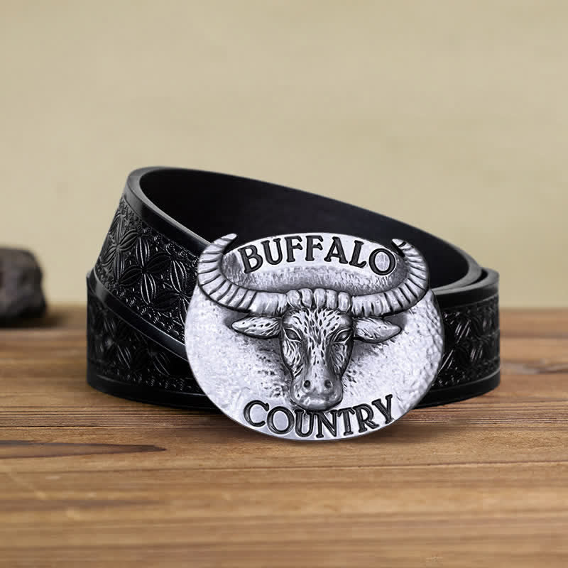 Ceinture en cuir à boucle Buffalo Country DIY pour homme