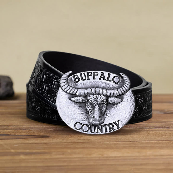 Ceinture en cuir à boucle Buffalo Country DIY pour homme