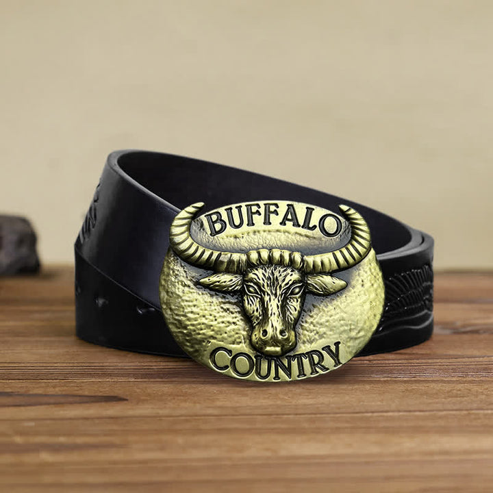 Ceinture en cuir à boucle Buffalo Country DIY pour homme