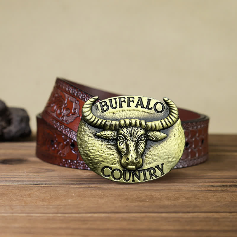 Ceinture en cuir à boucle Buffalo Country DIY pour homme