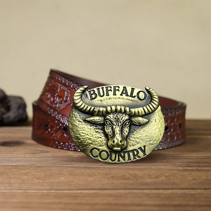 Ceinture en cuir à boucle Buffalo Country DIY pour homme
