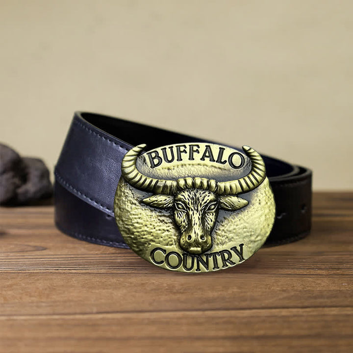 Ceinture en cuir à boucle Buffalo Country DIY pour homme