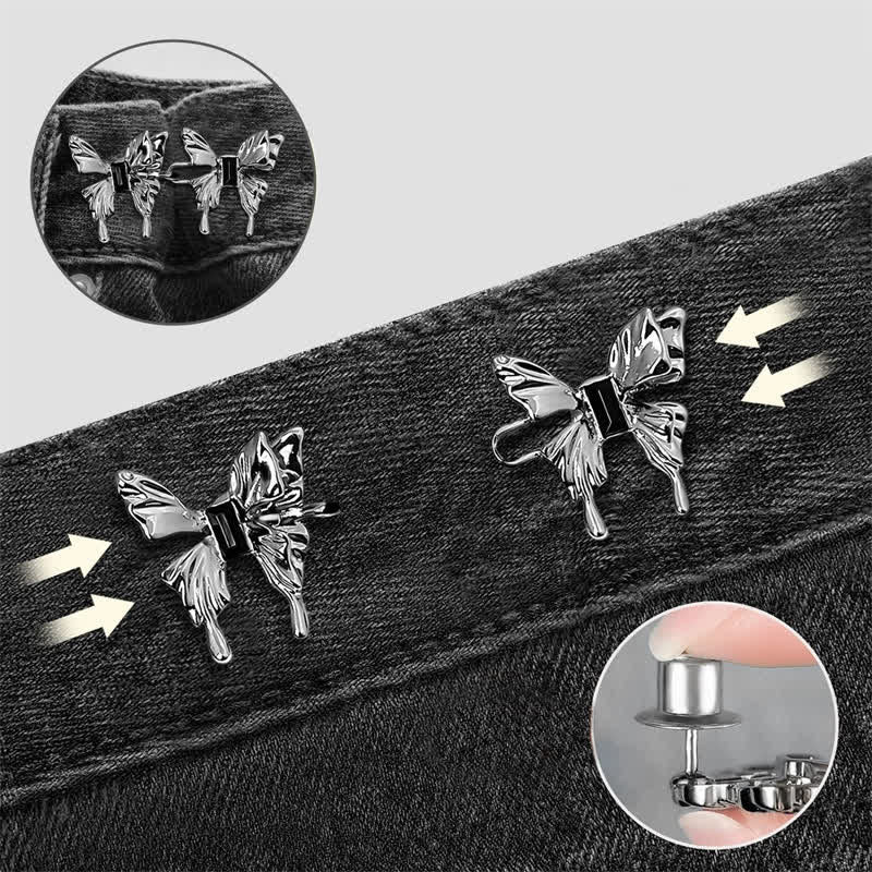 Ceinture à bouton amovible en jean avec papillon pour femme - image 4