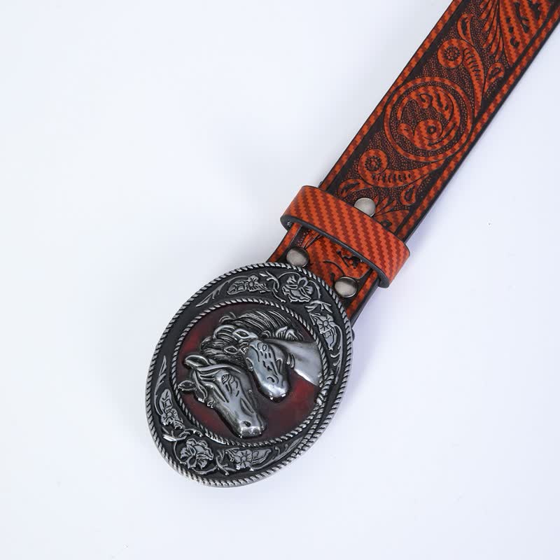 Ceinture en cuir à boucle unique pour homme avec tête de taureau western