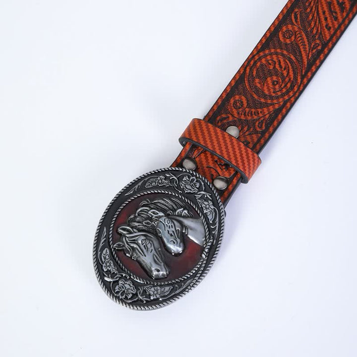Ceinture en cuir à boucle unique pour homme avec tête de taureau western