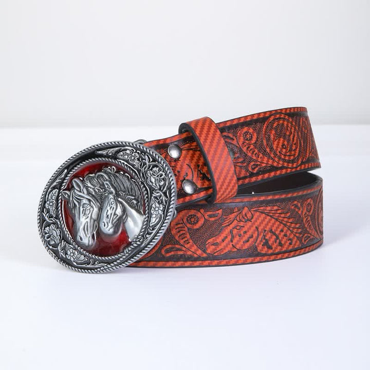 Ceinture en cuir à boucle unique pour homme avec tête de taureau western
