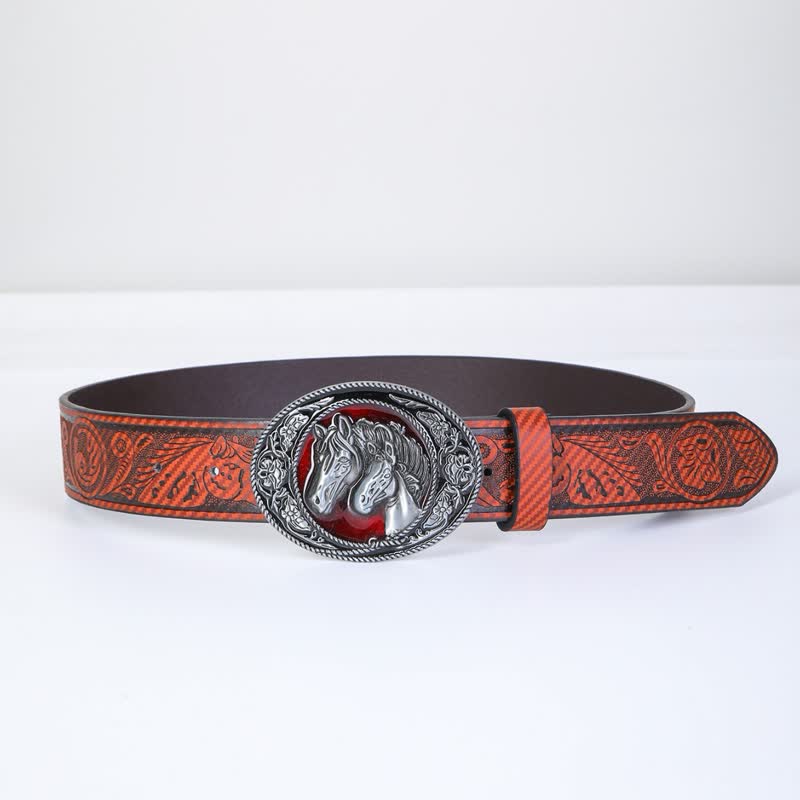Ceinture en cuir à boucle unique pour homme avec tête de taureau western