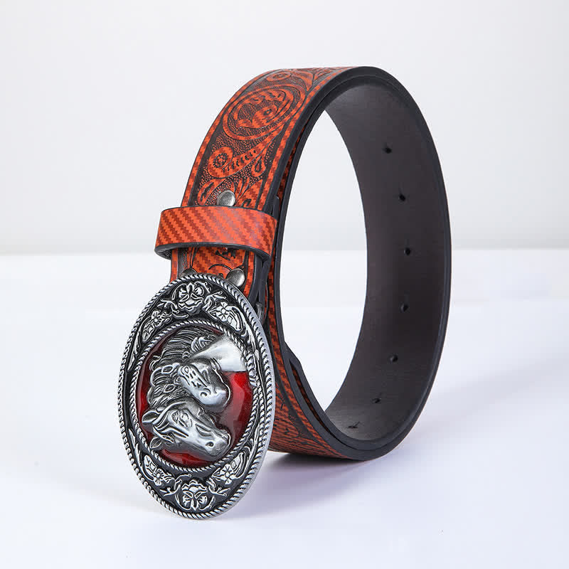 Ceinture en cuir à boucle unique pour homme avec tête de taureau western