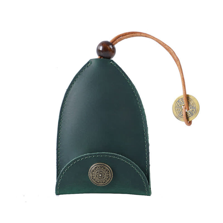 Étui à clés en cuir avec clé intelligente extractible vintage - Vert - image 10