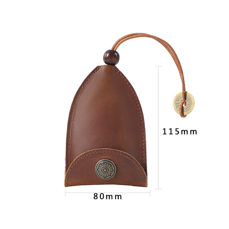 Étui à clés en cuir avec clé intelligente extractible vintage