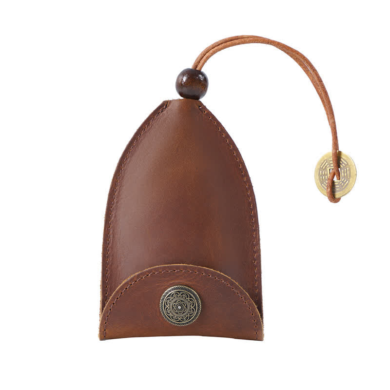 Étui à clés en cuir avec clé intelligente extractible vintage - Brun - image 2