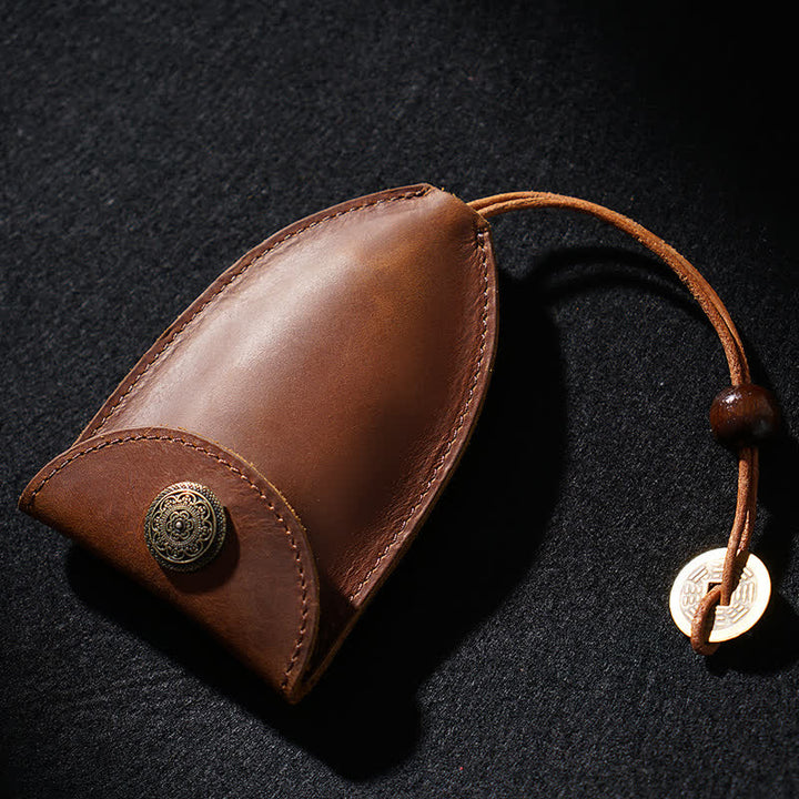 Étui à clés en cuir avec clé intelligente extractible vintage - image 0