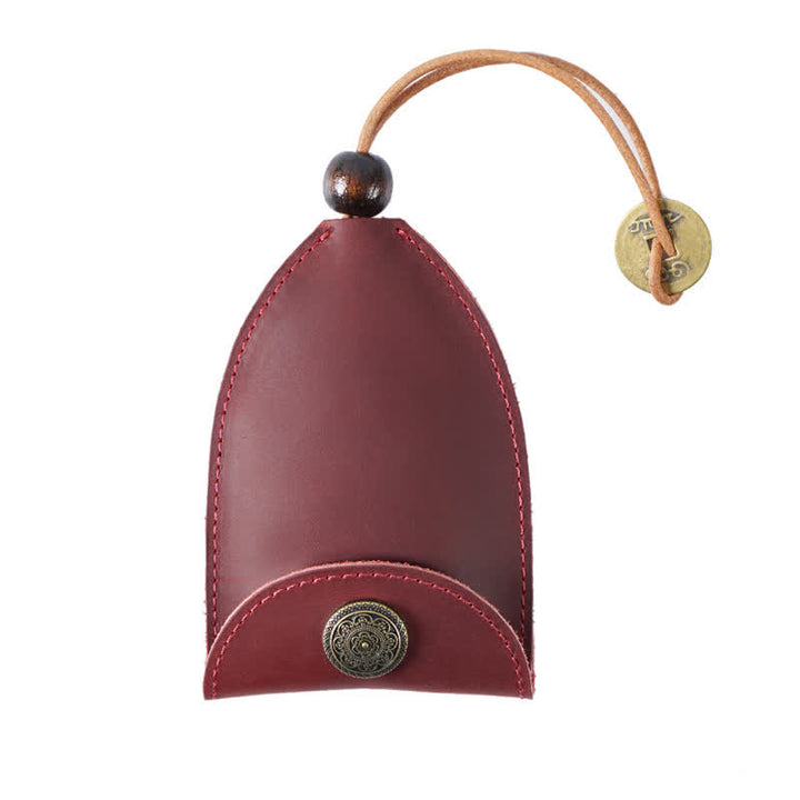 Étui à clés en cuir avec clé intelligente extractible vintage - Rouge - image 9
