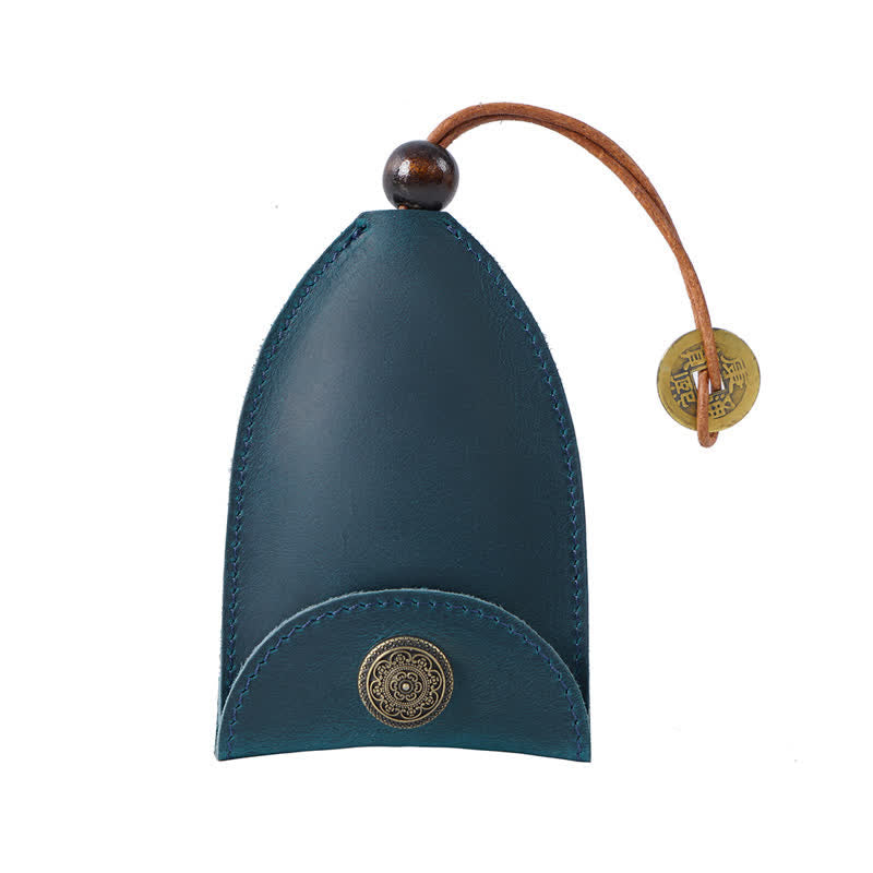 Étui à clés en cuir avec clé intelligente extractible vintage - Bleu - image 11