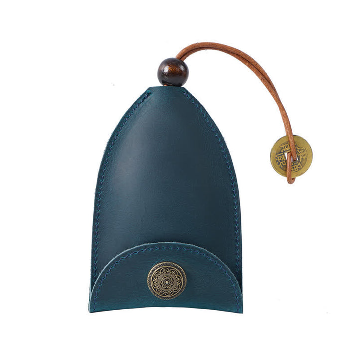 Étui à clés en cuir avec clé intelligente extractible vintage - Bleu - image 11