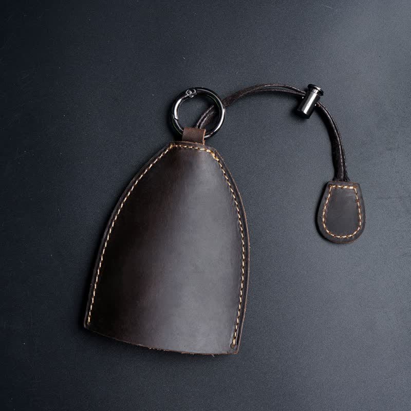 Sac de rangement en cuir véritable avec porte-clés coulissant - Café - image 14