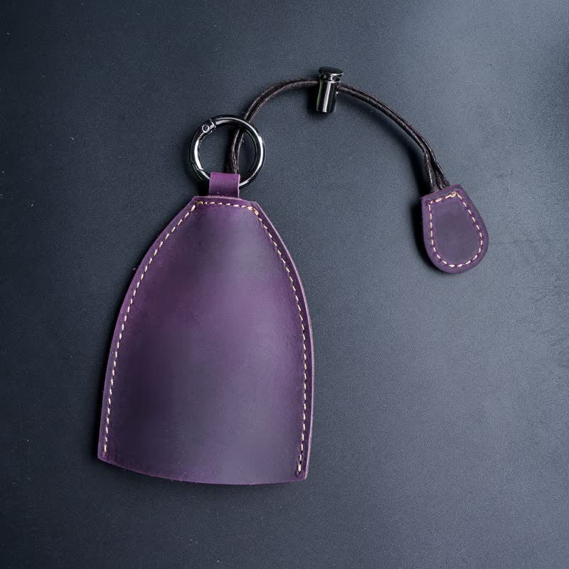 Sac de rangement en cuir véritable avec porte-clés coulissant - Violet - image 17